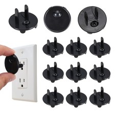 10 Pack Outlet Covers Proofing Safety Plug Covers for 3-Prong Round Cute Black