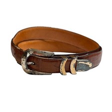 Vintage Brighton ONYX Men's Size 40 Brown Croc Embossed Leather Belt USA Made