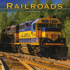 Carousel Calendars,  Railroads 2026 Wall Calendar, 12'' X 12'', 16-Month Calenda