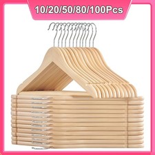 Wooden Hangers Pack of 10 20 50 100 Suit Hangers Premium Natural Finish Home