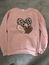 Never Worn-Pink Long Sleeve Sweatshirt. Size Medium. With Hearts