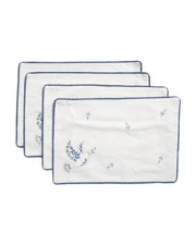 Rachel Zoe placemats Set of 4 Embroidered Dove Peace 13 x 19 silver sparkle