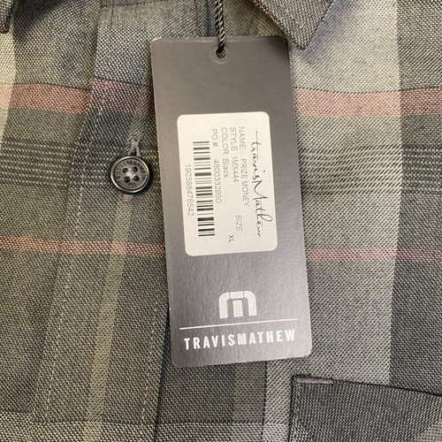 Travis Mathew Prize Money Plaid Shirt Men's Size XL Black, Gray And Red NWT - Picture 5 of 9