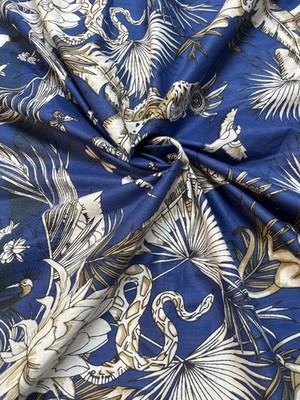 Blue Monkey Print Indian Cotton Fabric Dressmaking Sewing Running Fabric 10 Yard