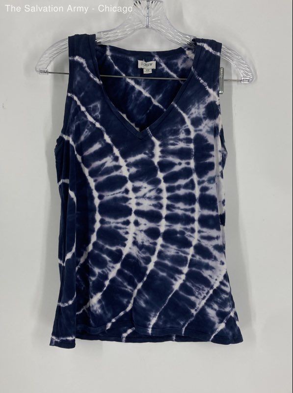 J.Crew Womens Blue White Tie Dye V-Neck Pullover Blouse Top Size X-Small