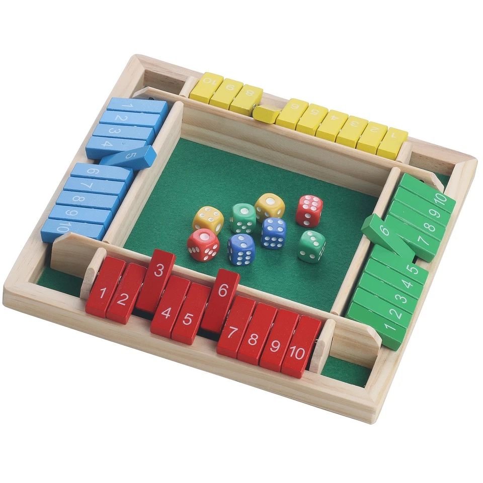 4-Spieler Shut The Box Würfelspiel Klappenspiel Brettspiel für Kinder Erwachsene - Bild 3 von 4