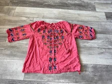 Nare Moda Floral Embroidered Peasant Boho Milkmaid Blouse Women's M/L