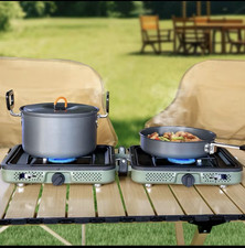 Double folding portable gas stove camping