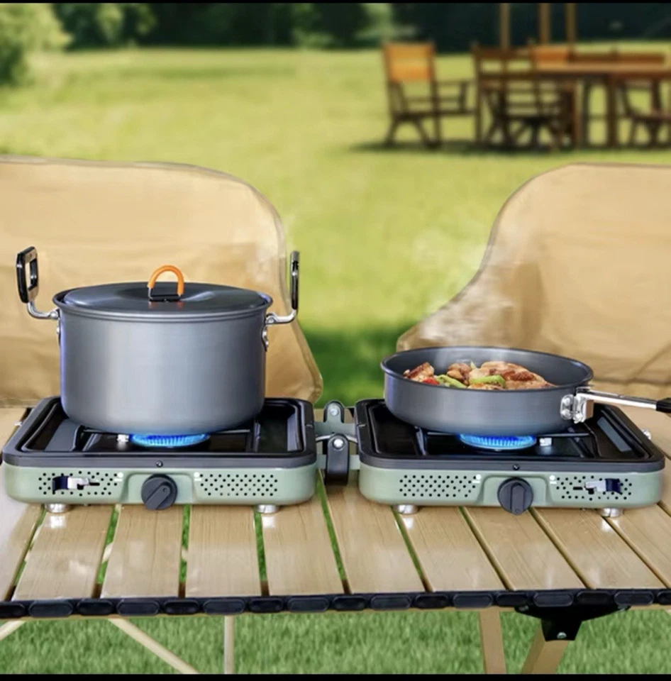 Double folding portable gas stove camping - Image 2 of 4