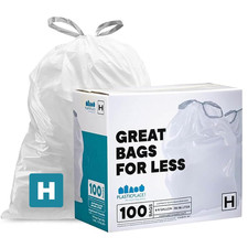 Plasticplace Trash Bags, Compatible with Simplehuman Code H, 8-9 Gallon Trash Ca