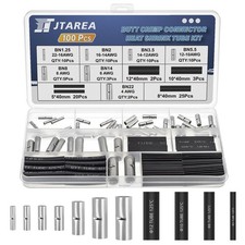 7 Values Non Insulated Butt Connectors Crimp with Heat Shrink Tube Uninsulate...