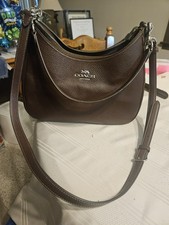 Coach Teri Hobo Bag CV935 Maple Brown Pebbled Leather Silver Hardware NICE