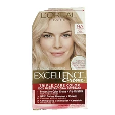 L’Oréal Paris Excellence Creme Permanent Hair Color, 9A Light Ash Blonde. 1 Box
