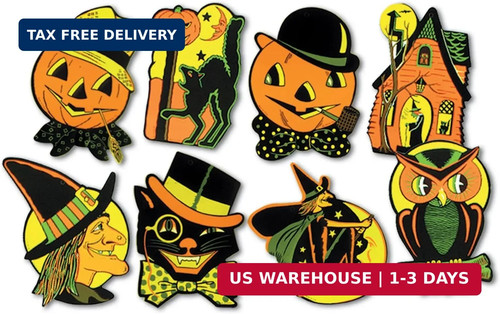 Beistle Pkgd Halloween Cutouts 8.5 One Size, Orange, Black, Yellow & Green