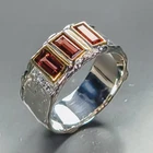 Handmade Natural Garnet Ring 925 Sterling Silver Size 7.5 /R472488