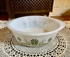 Vintage Glasbake Green Daisy Casserole Dish MCM Milk Glass 2 Quart Retro