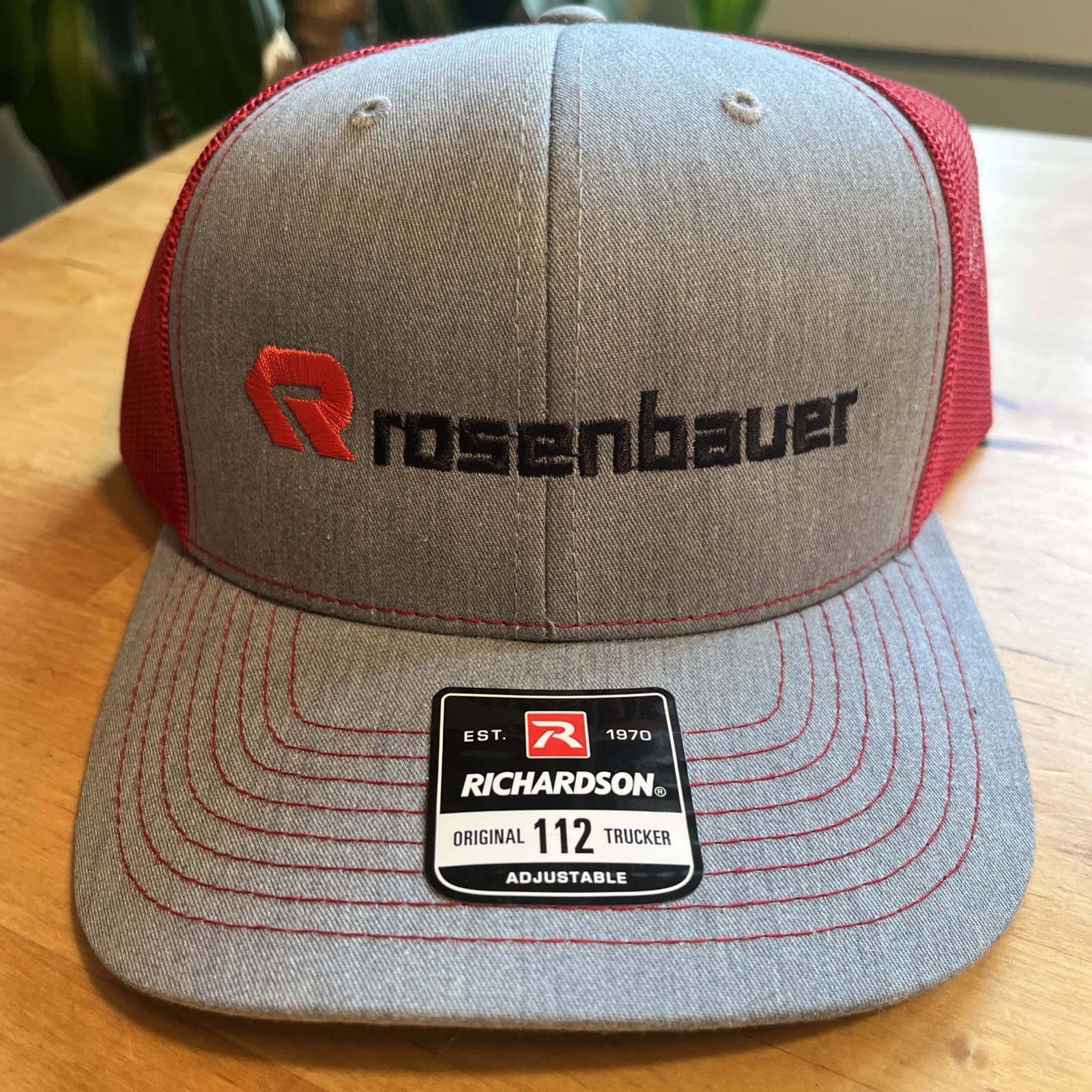 NEW Rosenbauer Firefighter Fire Truck Gray & Red Adjustable Trucker Cap / Hat