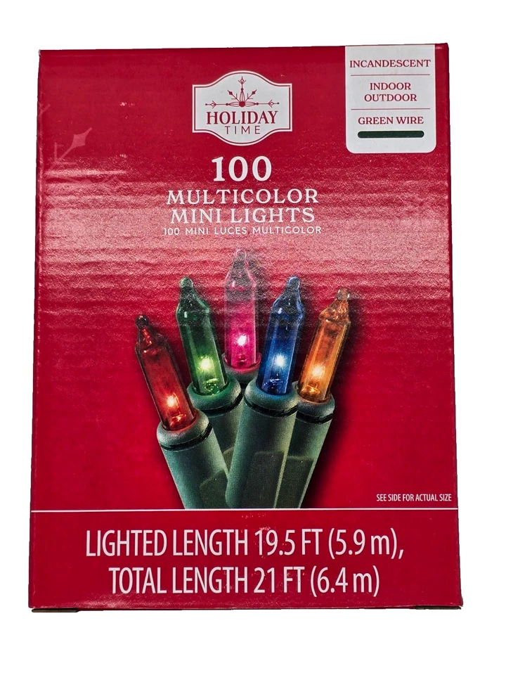 Holiday Time Multicolor 100 Mini Lights 5 Pack With Green Wire  19.5 Ft. NEW - Image 2 of 4