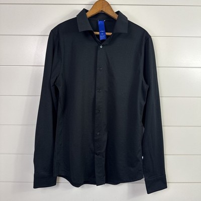 KIT and ACE City Tech Long Sleeve Classic Fit Shirt Button Front Black sz M