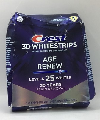 Crest 3D White Whitestrips Age Renew Teeth 42 strips EXP 10/27 DMGD & OPEN BOX