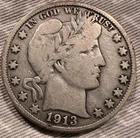 1913 Barber Half Dollar S Mint Mark Silver San Francisco Coin