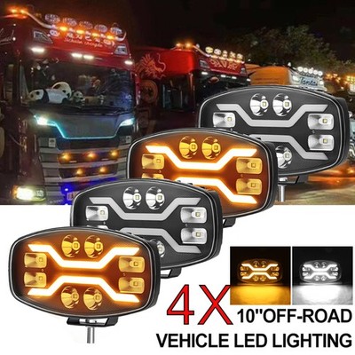 4x LED Fernscheinwerfer 12-24V 160W +Positionslicht ECE E9 DRL Weiß/Amber 12/24V