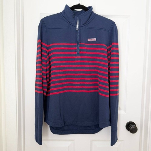 Women Vineyard Vines Quarter Zip The Shep Shirt in Navy Blue Red Size Large - Picture 1 of 11