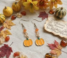 Pumpkin enamel earrings Pumpkin Season jewelr...