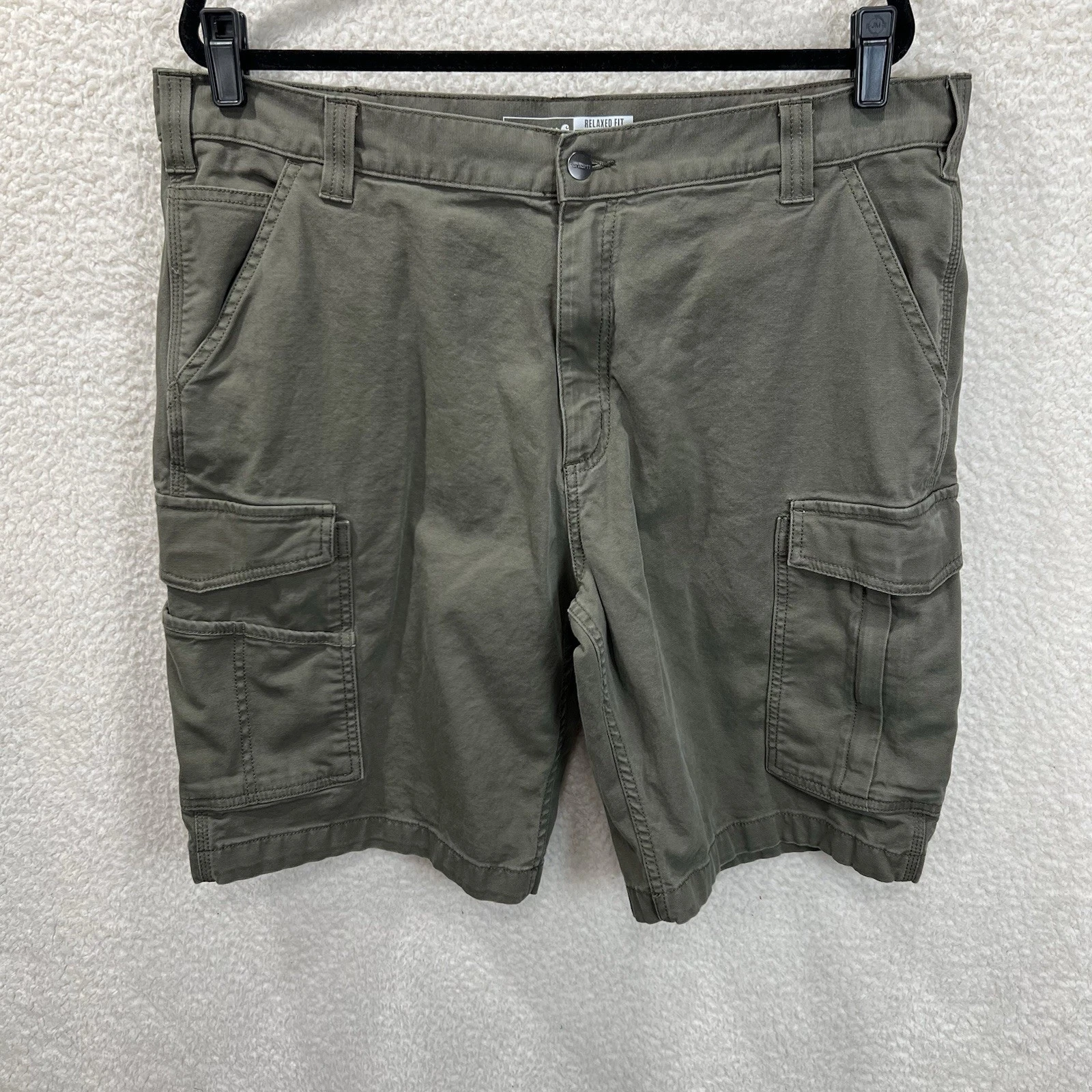 Carhartt Relaxed Fit Cargo Shorts Mens 40 (38x10) Olive Green Rugged Flex Canvas
