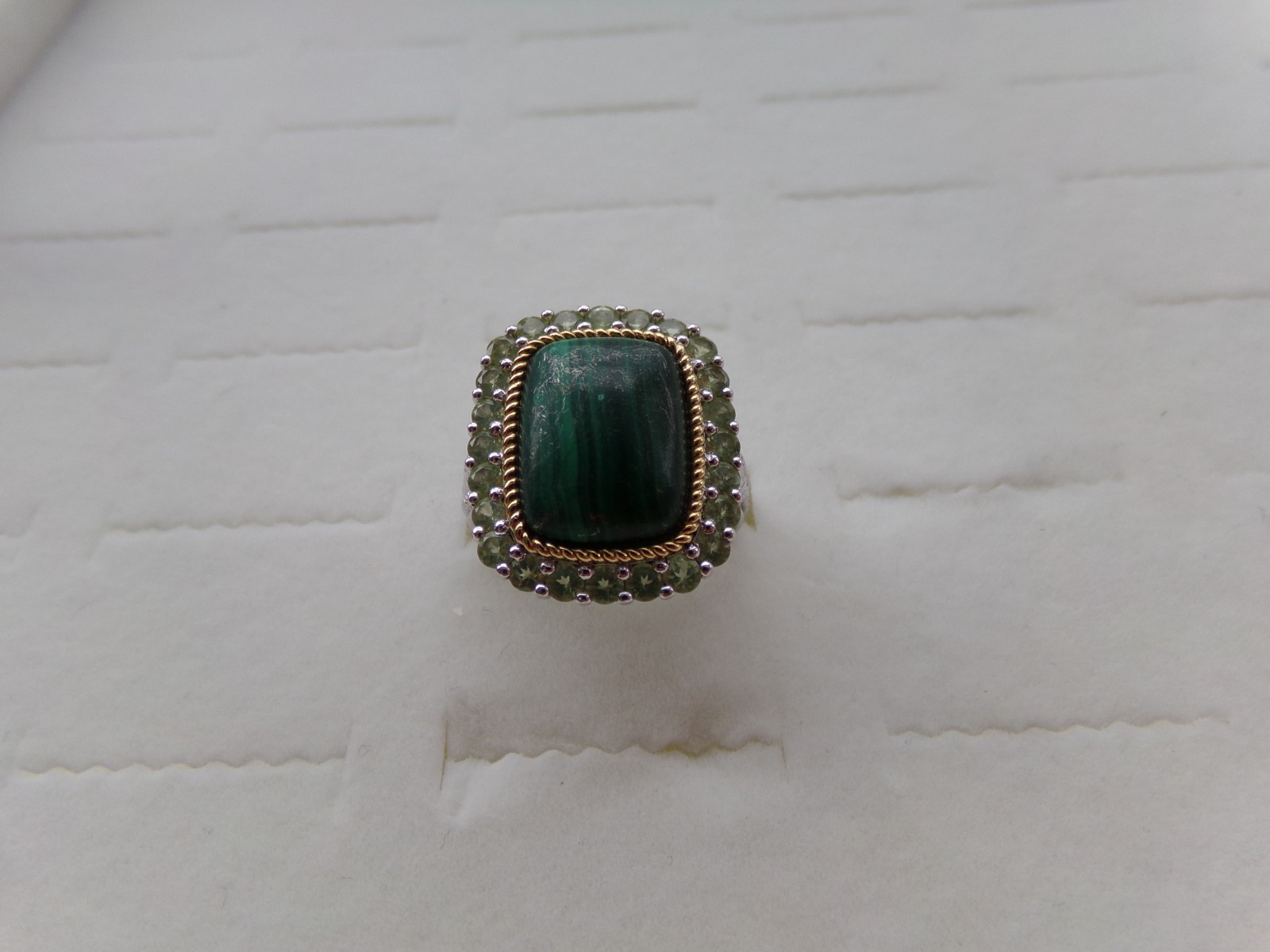 Malachite / Lime Solid Sterling Silver 925 Ring S… - image 1