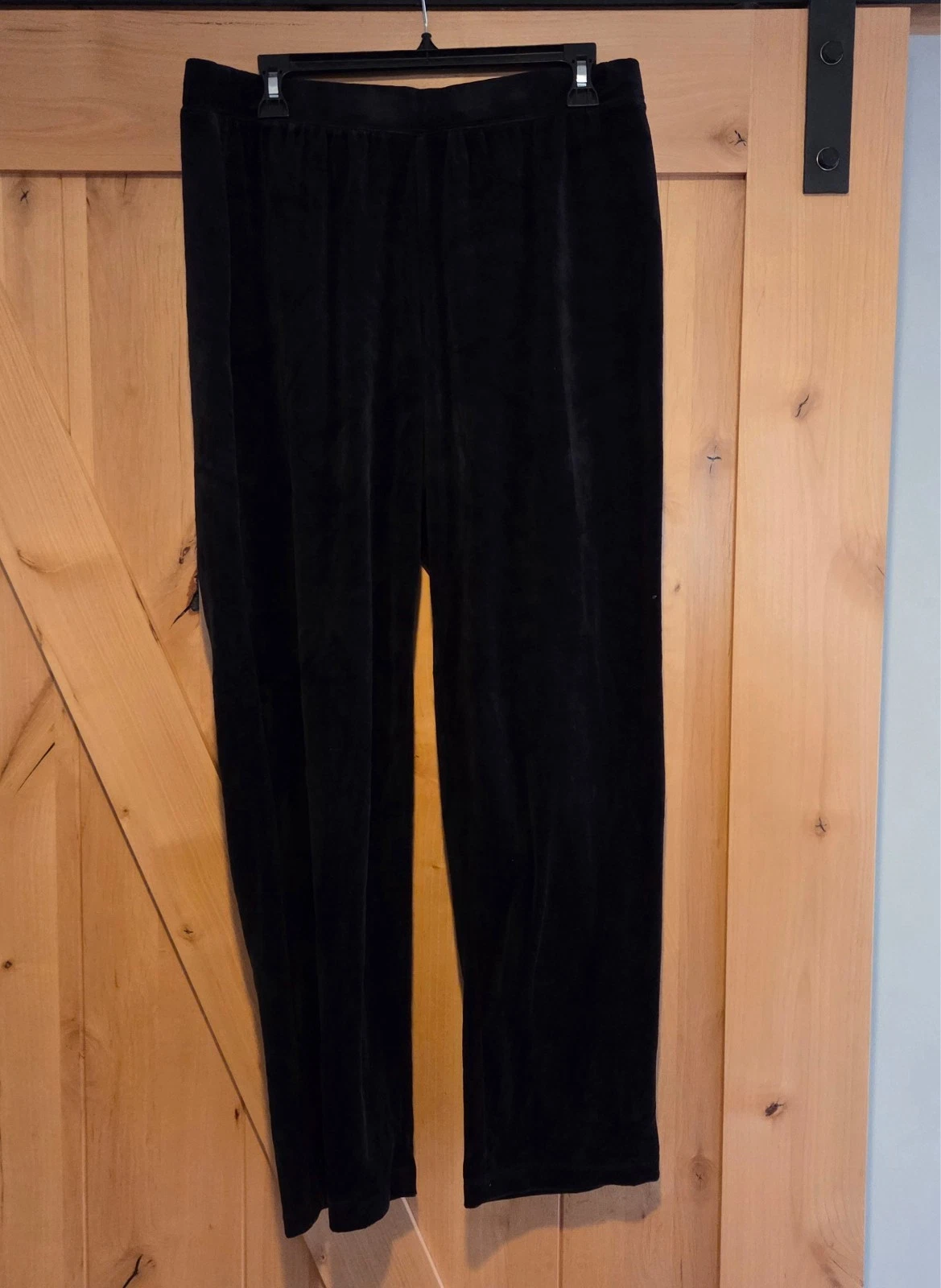 New! CATHERINES Womens SIZE 0X 14/16W Black Velour Velvet Pull-On PANTS 32x29.5"