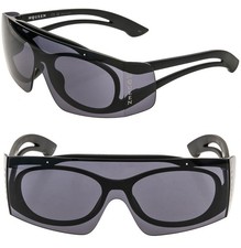 ALEXANDER MCQUEEN AM0489S 0489 Black Mask Logo Fashion Sunglasses 001 Authentic