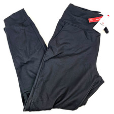 Women's Medium Black Fleece Lined Sweatpants Winter Thermal Joggers Yoga Gym Wor