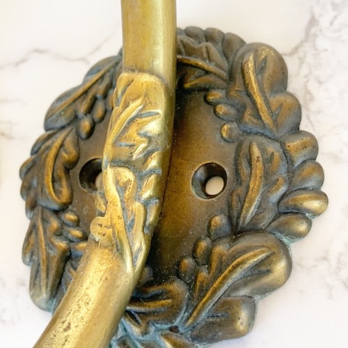Vintage Brass Hooks Wall Mount Hat Coat Towel Hanger Ornate Leaf LHMC 6.5” Lot 2 - Picture 15 of 22