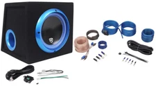 Rockville RVB8.1A 8" 300W Powered Amplified Car Subwoofer System+Remote+Wire Kit