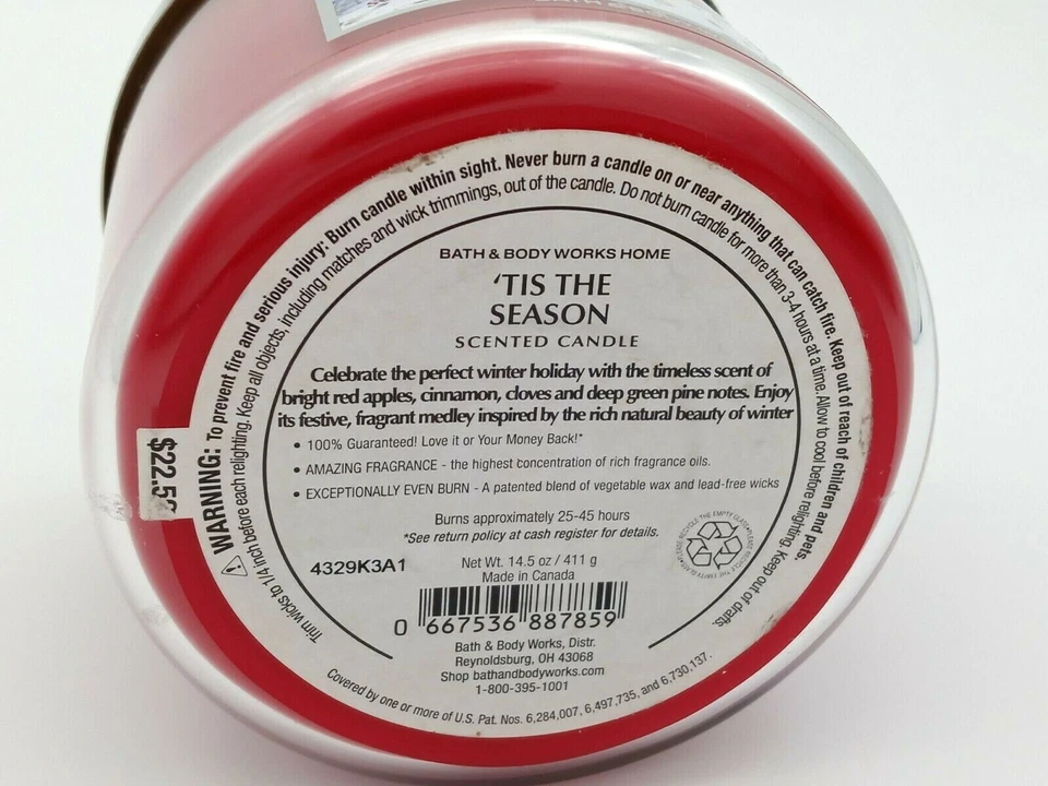 Bath & Body Works Tis The Season Muñeco de Nieve Vacaciones 3 Mechas Tarro 14.5 OZ Nunca Quemado Foto 4 de 4