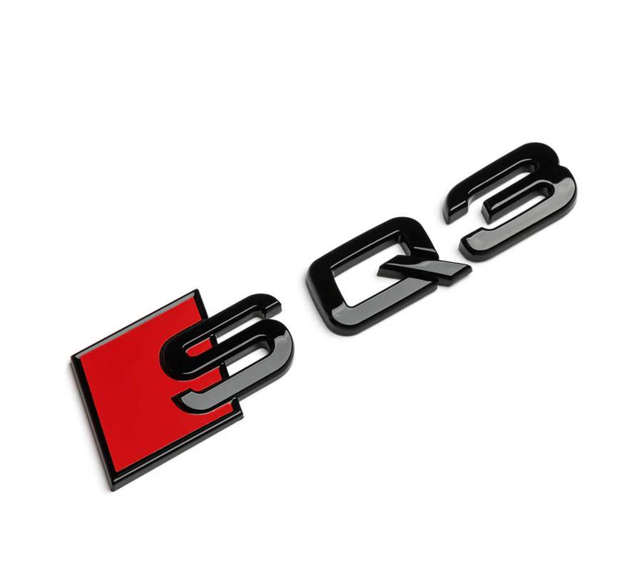 For Audi SQ3 Q3 Rear Emblem Trunk Boot Badge Sticker Logo Nameplate Gloss Black