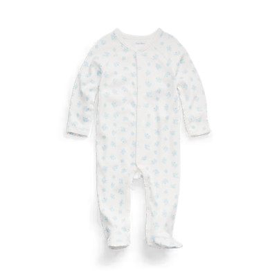 NWDEFECT Ralph Lauren Baby Boys Organic Cotton Interlock Footed Coverall 6-9 MTH