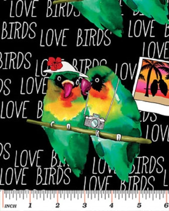 Fat Quarter Love Birds Baumwolle Steppstoff - Benartex