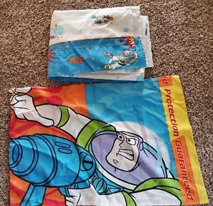 Disney Toy Story Buzz Lightyear Twin Flat Bed Sheet & Pillow Case Space Aliens | eBay