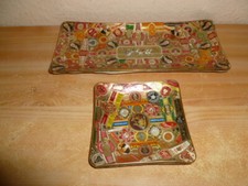 Alter Aschenbecherund Schale Zigarren Banderolen 12 x 12 cm und 16 x 11 cm