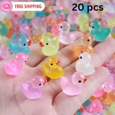 20 Pcs Mini Glow In The Dark Duck Decor Luminous Crystal Colorful Duck Figurine