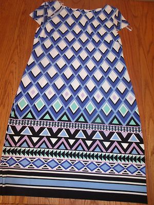 jessica howard missy dress blue Nwt Jessica Howard Missy Royal Blue Ivory Black Dress Cap Sleeve Small S