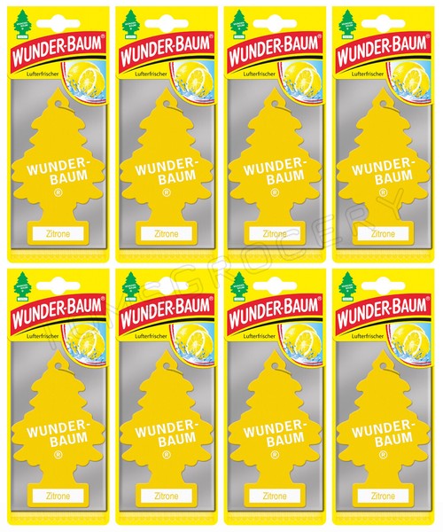 8 x Ambientador de aire WUNDER BAUM LIMÓN Limón Coche Aromas Colgantes Pequeños Árboles