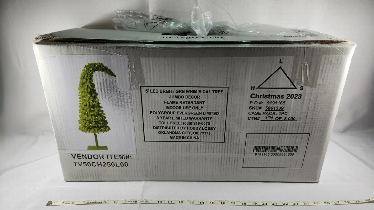 Hobby Lobby Grinch Green Christmas Tree 2023 LED Prelit 5’