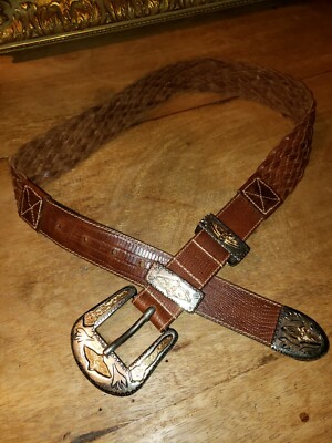 Vintage Doppia Vita Italy braided woven leather western belt  display picture 1