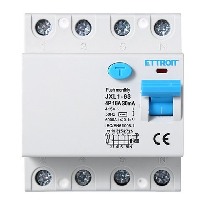 Interruttore Differenziale Puro 4P 63A 30mA 380V 6kA, Per Guida DIN, Protezione Quadri Elettrici