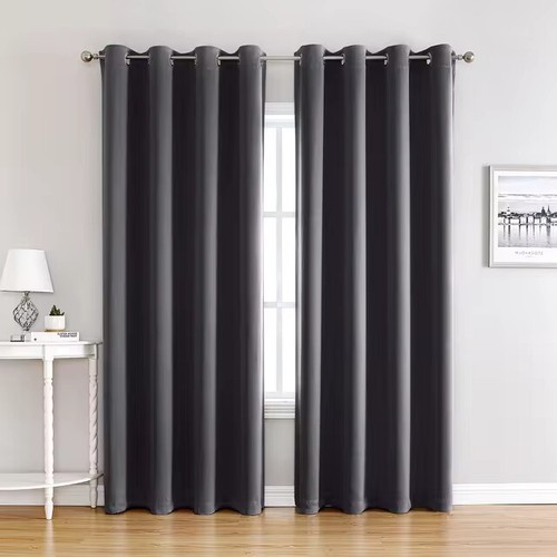 2X Blockout Curtains Thermal Bedroom 100% Blackout Curtains Fabric Pair Eyelet - Picture 7 of 36