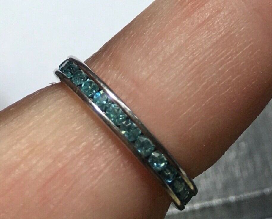 Sterling silver stackable  band with turquoise to… - image 5