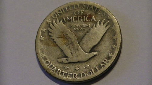 Moneda de plata antigua de 25 centavos de cuarto de dólar Standing Liberty 1927 - Imagen 11 de 14